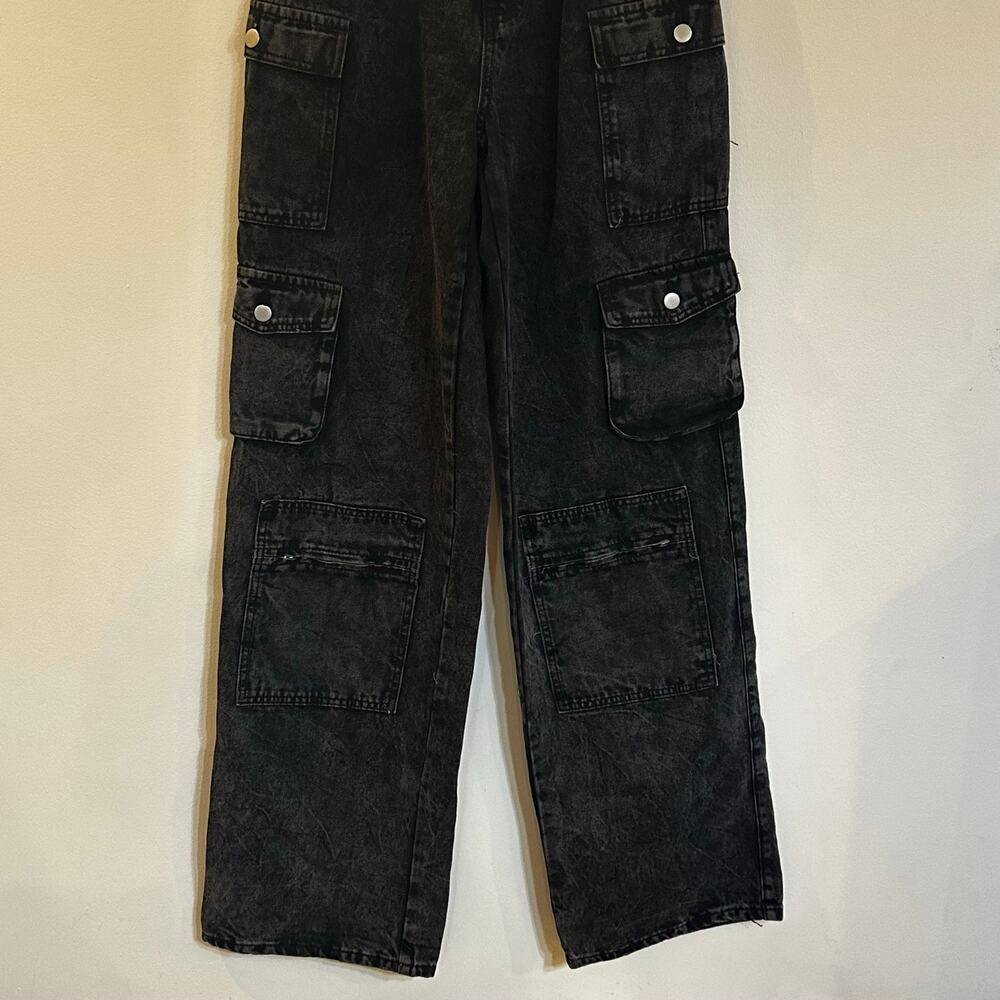 Fashion Nova Black Cargo Jeans sz 11 - Picture 4 of 10